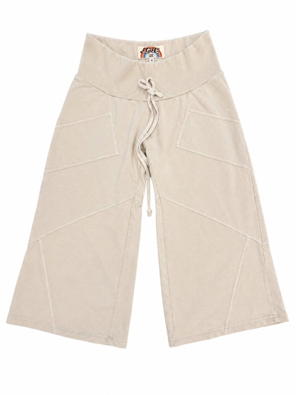 Love From YaYa Beige Wide Leg Cropped Lounge Pants Size 4 Boho Casual